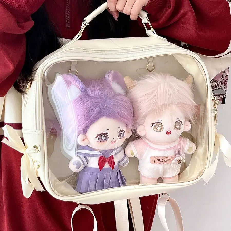 Lolita Women Ita Backpacks 2024 JK Uniform Ribbon Large Crossbody Shoulder Bags Transparent Doll Mochila Femenina - EUFASHIONBAGS