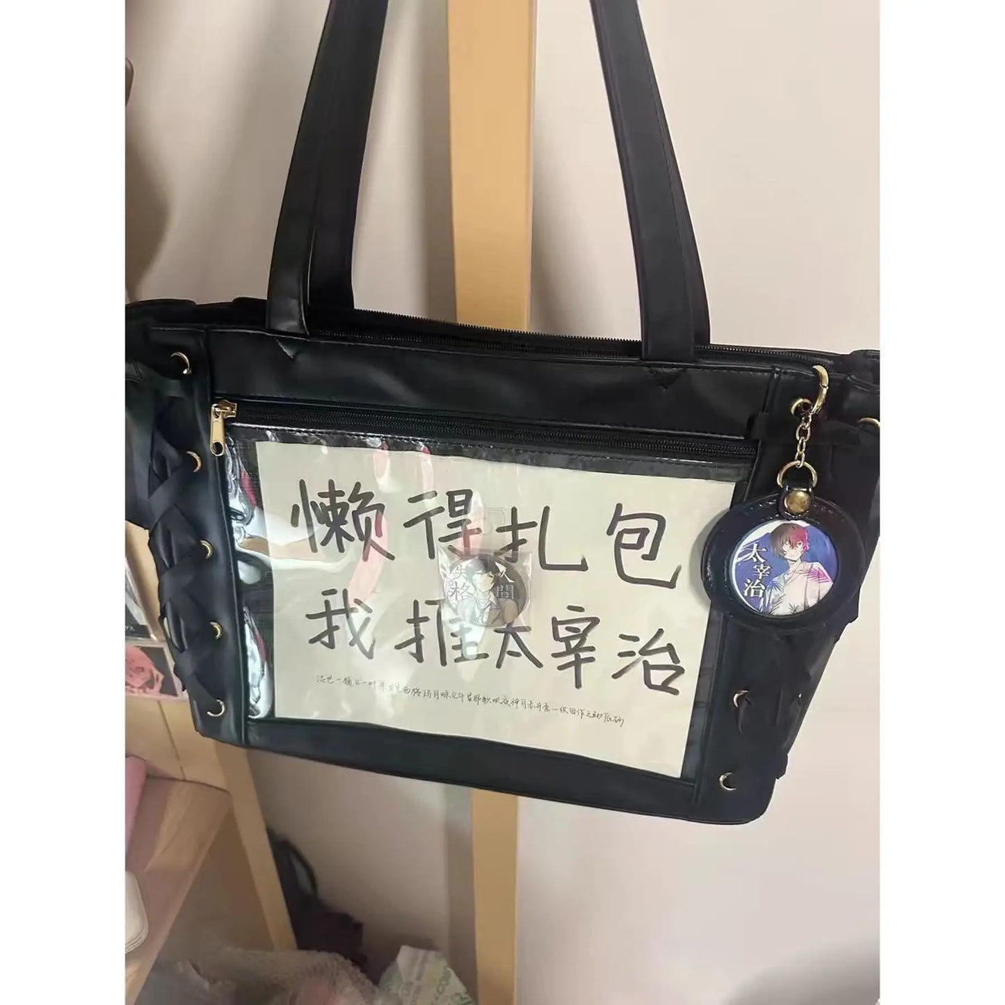 Sweet Lolita Pink Ita Bag Women Japanese Transparent Large Tote Bag Harajuku Kawaii Handbag Aesthetic - EUFASHIONBAGS