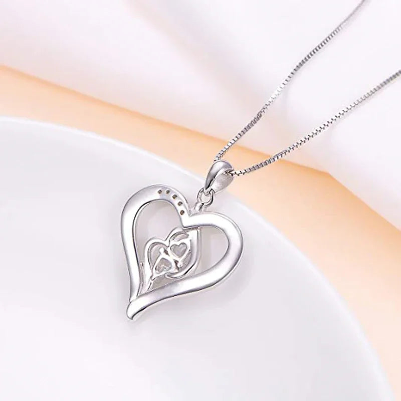 Heart Pendant Necklace for Women Shiny Box Chain Sister Friendship Accessories Sweet Versatile Neck Jewelry Hot - EUFASHIONBAGS