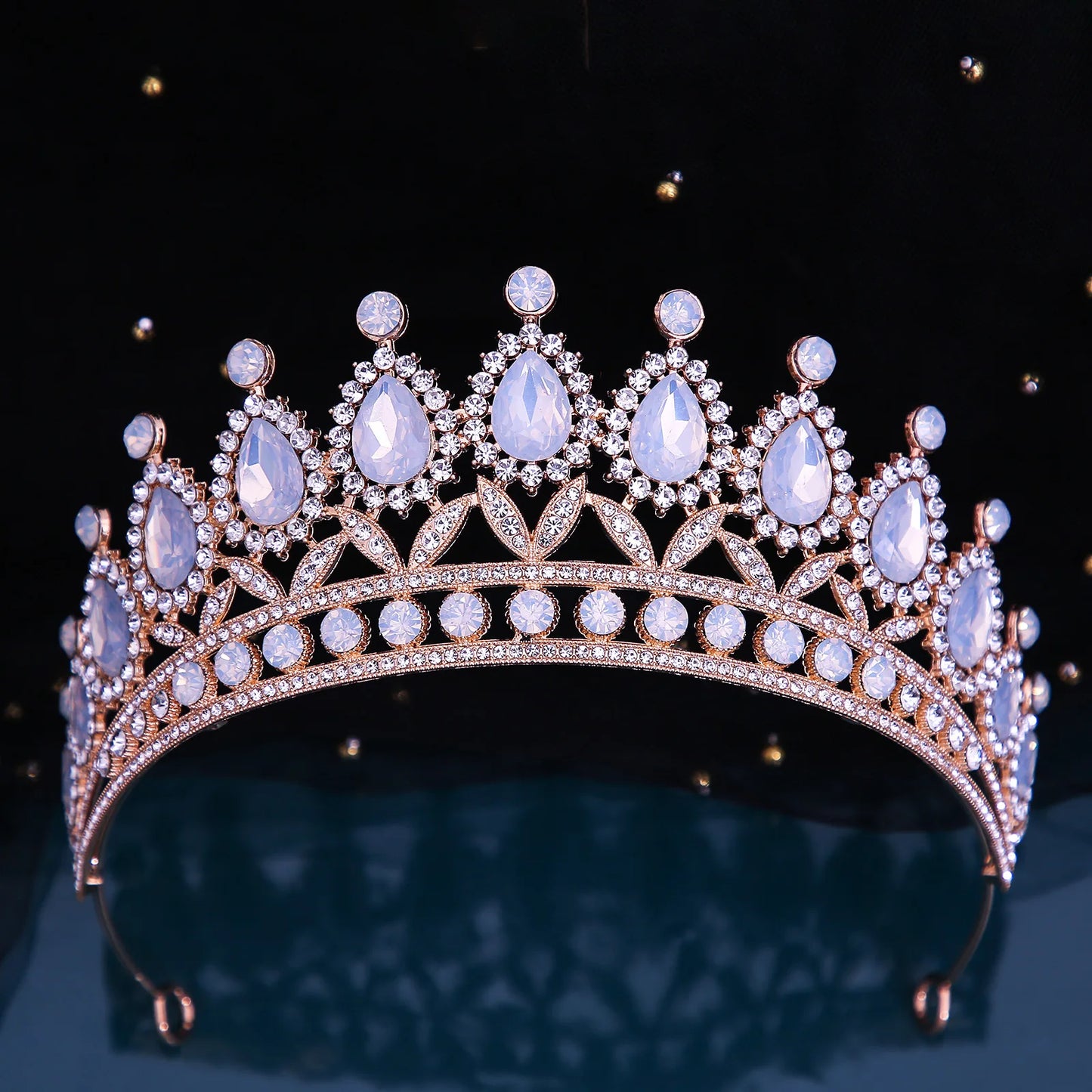 Many Styles Baroque Pink Blue Green White Opal Crystal Bridal Tiaras Crown Gold Color Rhinestone Pageant Diadem Hair Accessories - EUFASHIONBAGS