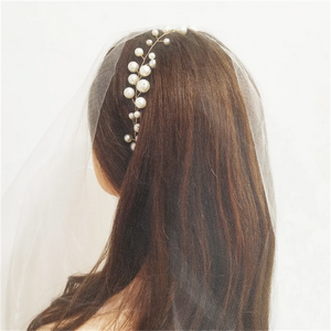 Handmade Pearls Flower Vine Tiara Headbands Wedding Bridal Hair Jewelry Accessories Soft DIY Head Chain For Bride Hair Ornaments