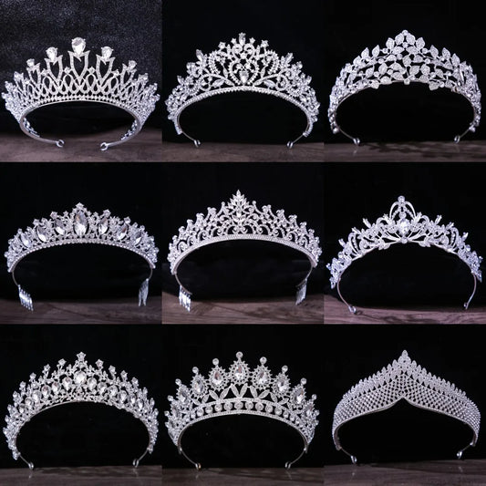 Silver Color Crystal Crowns And Tiaras Baroque Vintage Crown Tiara For Women Bride Pageant Prom Diadem Wedding Hair Accessories - EUFASHIONBAGS