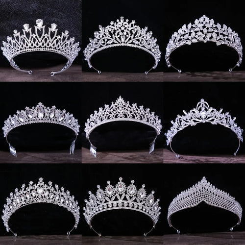 Silver Color Crystal Crowns And Tiaras Baroque Vintage Crown Tiara For Women Bride Pageant Prom Diadem Wedding Hair Accessories