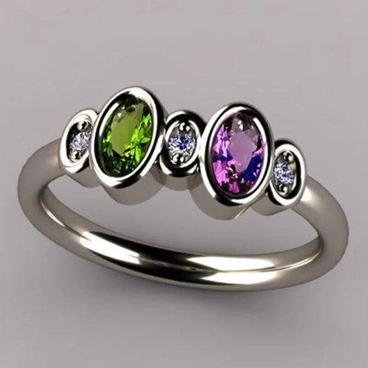 Vintage Rings for Women Inlaid Olive/Purple/White CZ Simple Stylish Lady's Finger Ring Party Anniversary Jewelry