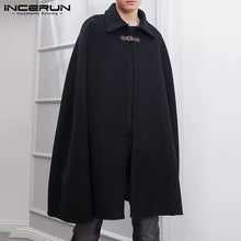 Load image into Gallery viewer, INCERUN 2023 Fashion Men Cloak Coats Solid Color One Button Lapel Cape Trench Streetwear Winter Faux Blends Overcoat Men Jackets