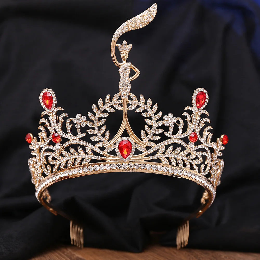 Miss Grand International Rhinestone Wedding Crown Women Crystal Banquet Tiaras With Combs Party Costume Hair Jewelry Accessories - EUFASHIONBAGS