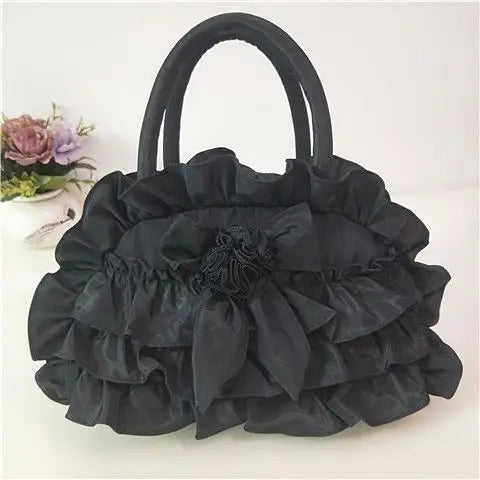 Gothic Purple Y2k Hand Bag Women New Dark Lolita Soft Chic Handle Purse Female Vintage Flower Cute Mini Bag Bolso Mujer