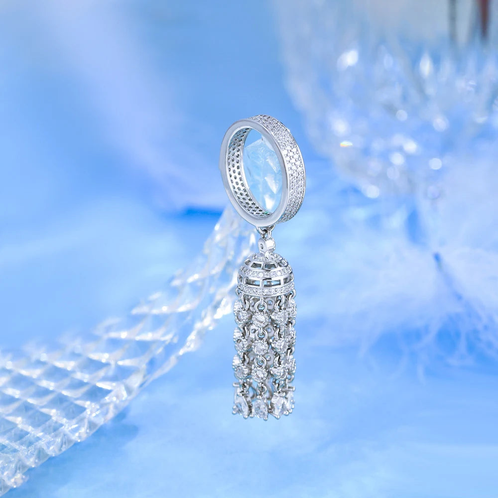 Luxury Chunky Cubic Zirconia Paved Long Dangle Drop Tassel Charm Party Wedding Rings for Women Unique Jewelry - EUFASHIONBAGS