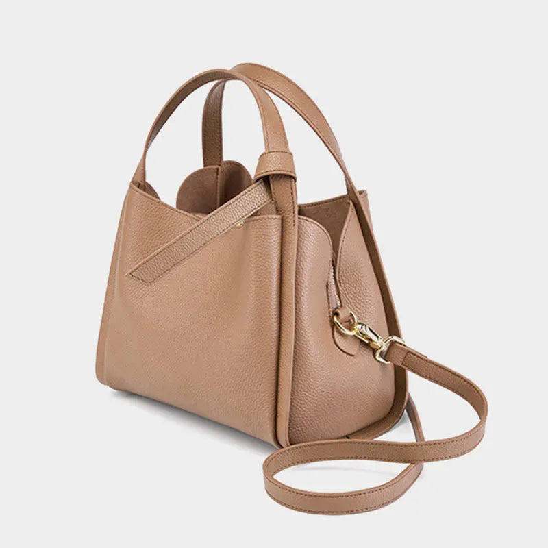 Genuine Leather Women's Bucket Bag Luxury Designer High Quality Cowhide Women Crossbody Shoulder Bags Large Handbag