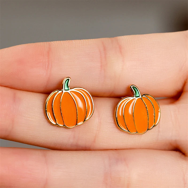 Newly Designed Pumpkin Stud Earrings Fancy Girls Ear Earrings Daily Wear Party Chic Accessories Fashion Jewelry for Women