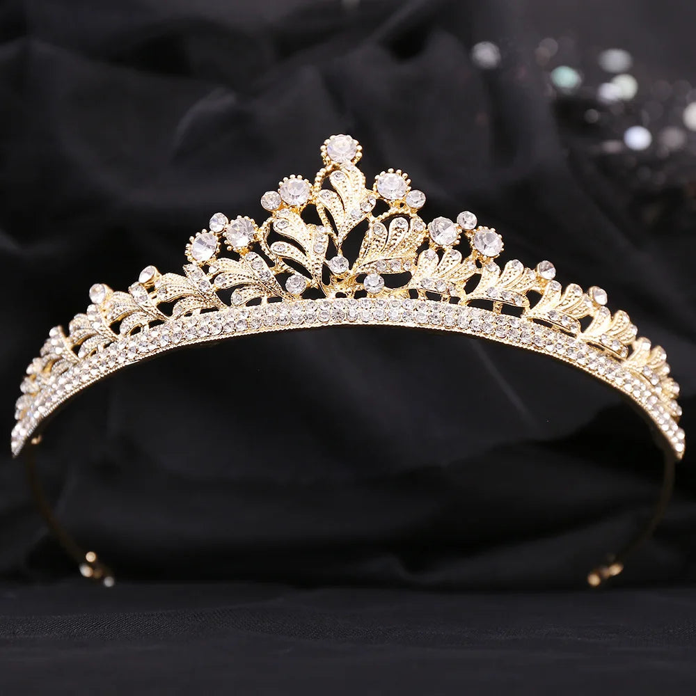 Fashion Silver Color Purple Crystal Leaf Bridal Tiara Crown Rhinestone Pageant Diadem Collares Headband Wedding Hair Accessories - EUFASHIONBAGS