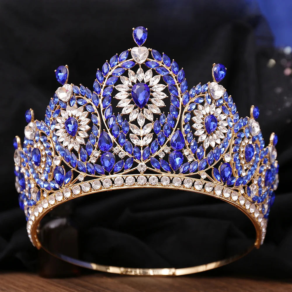 Baroque Big Rhinestone Adjustable Wedding Crown for Women Diadem Crystal Banquet Tiaras Party Costume Hair Jewelry Accessories