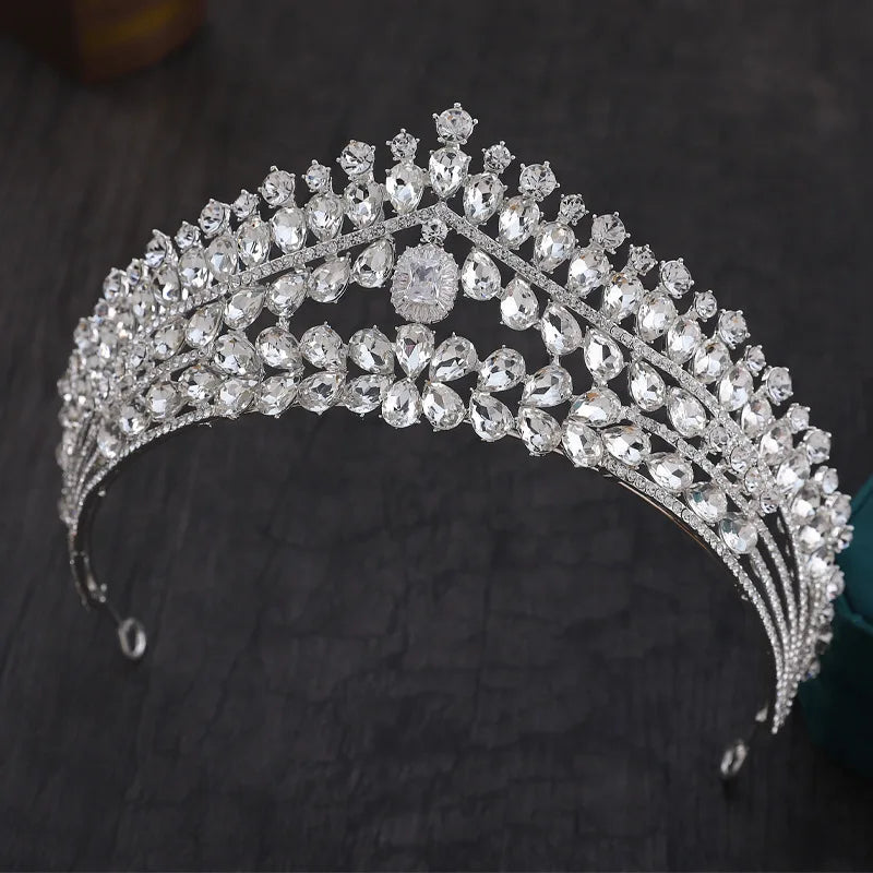 Luxury Crystal Heart Bridal Tiaras Headpiece Baroque Crowns Rhinestone Pageant Diadem Bride Headbands Wedding Hair Accessories - EUFASHIONBAGS