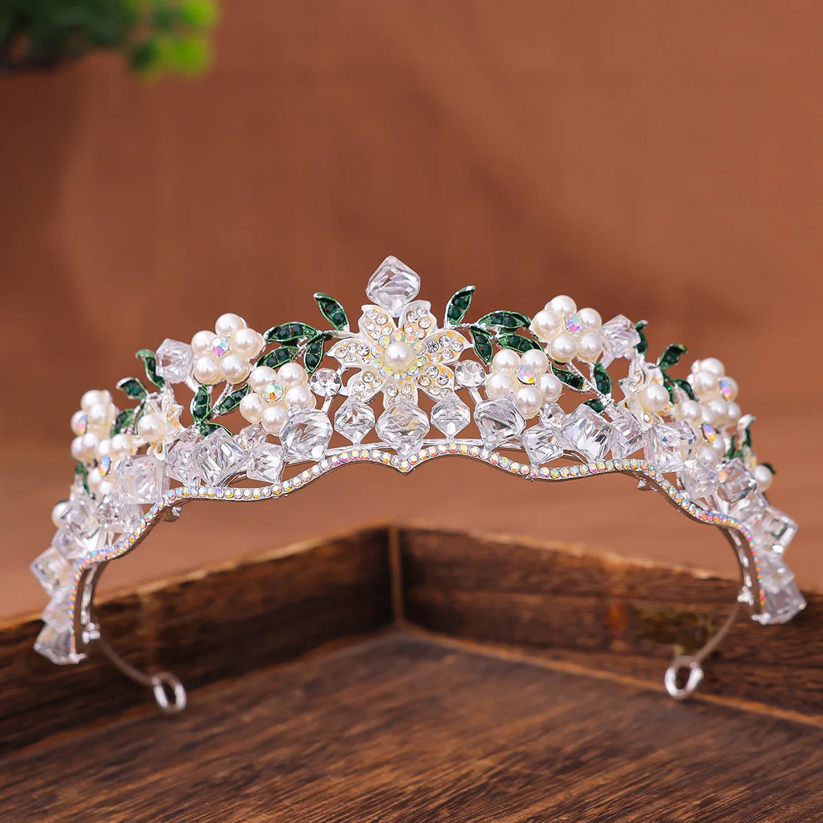 Baroque Luxury Red Crystal Flowers Tiaras For Women Diadem Wedding Girls Birthday Party Elegant Crowns Hair Jewelry Accessories - EUFASHIONBAGS