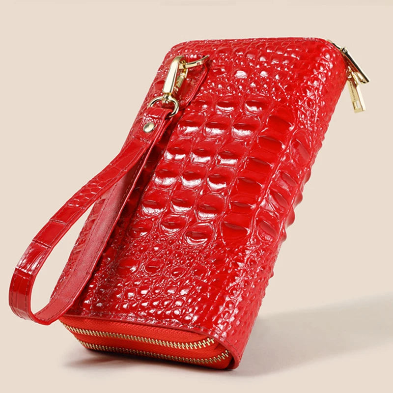 Women's Leather Clutch bag Brand Luxury Designer Women's Bags High Quality Cowhide Crocodile Pattern Bag - EUFASHIONBAGS