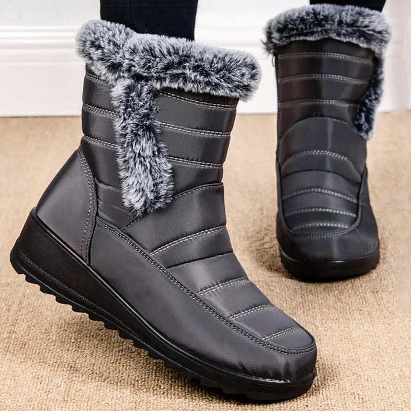 Women's Winter Boots Fur Winter Shoes For Women New Snow Boots Wedge Heels Ankle Botas Mujer Waterproof Winter Footwear - EUFASHIONBAGS