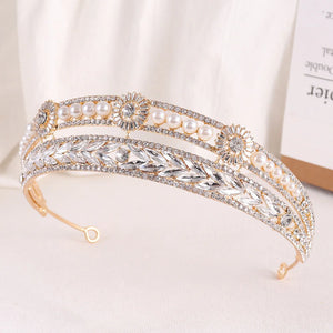 Baroque Crystal Princess Tiara Crown Bridal Headpiece For Women Girl Pageant Prom Diadem Wedding Hair Jewelry Accessories