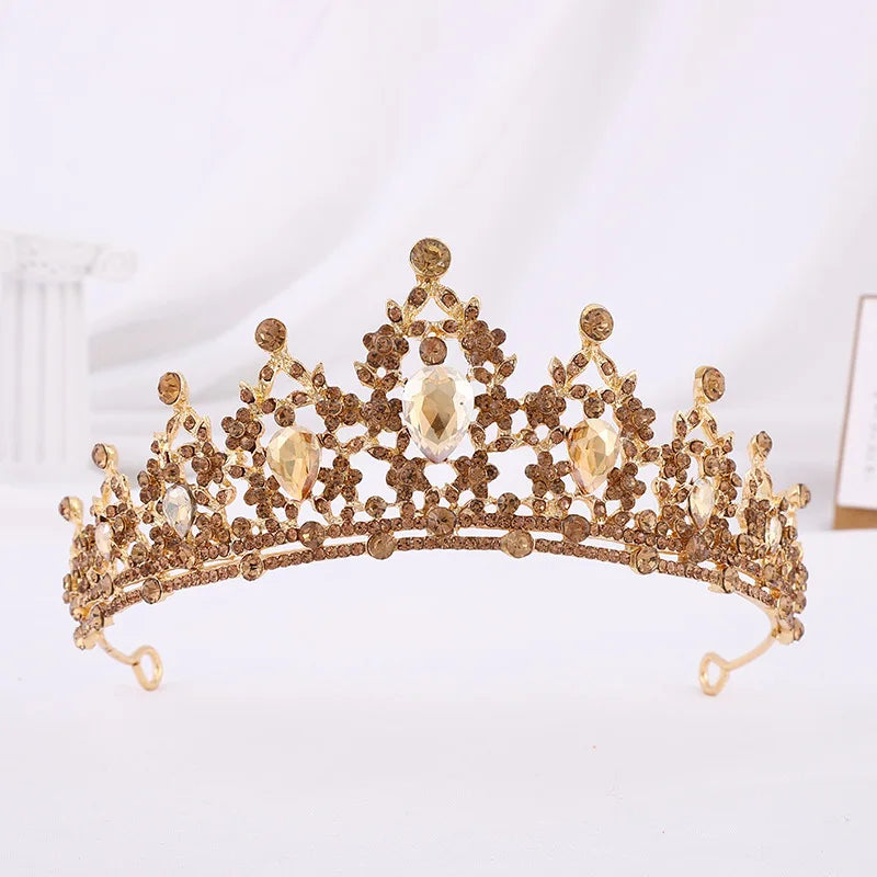 Trendy Crystal Rhinestone Tiaras Crown Wedding Hair Jewelry More Color Bridal Queen Princess Pageant Diadem Women Head Accessory - EUFASHIONBAGS