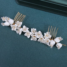 Cargar imagen en el visor de la galería, Elegant Gold Crystal Flower Hair Comb Vine Pin For Women Bride Wedding Bridal Hair Accessories Jewelry Headpiece Headband Tiara