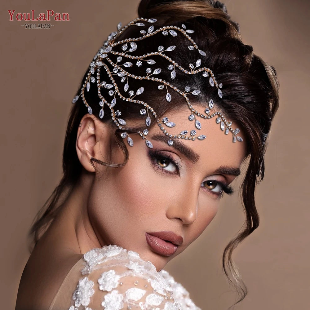 Fashion Bridal Tiara Rhinestone Wedding Head Piece Bride Side Comb Wedding Hair Accessories Women Girl Headwear - EUFASHIONBAGS