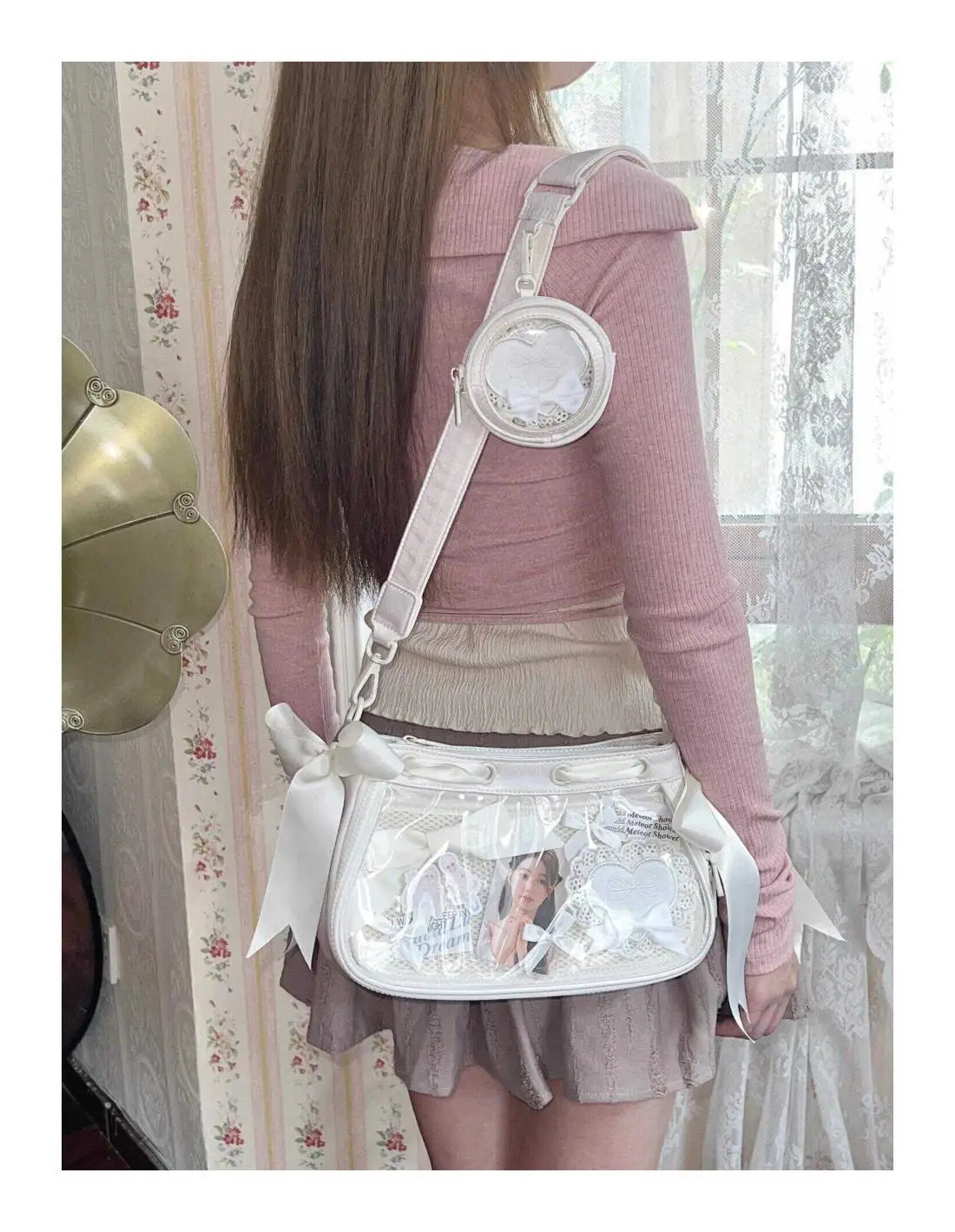 Japanese Transparent White Ita Bags Women Lolita Bow Casual Messenger Bag Female Harajuku Sweet Cute Handbag Aesthetic - EUFASHIONBAGS