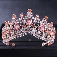 Load image into Gallery viewer, Rose Gold Color Crystal Tiaras And Crowns Rhinestone Prom Princess Diadem Wedding Bridal Hair Accessories Jewelry Crown Tiara