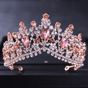 Rose Gold Color Crystal Tiaras And Crowns Rhinestone Prom Princess Diadem Wedding Bridal Hair Accessories Jewelry Crown Tiara