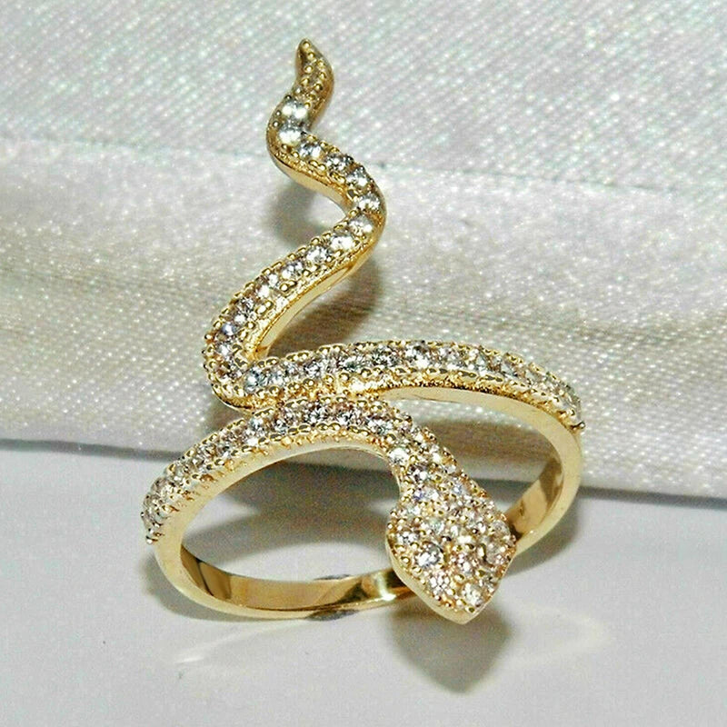 Sparkling Snake Finger Ring Female Trendy Party Jewelry with Brilliant Zirconia Fashion Gold Color Animal Accessories