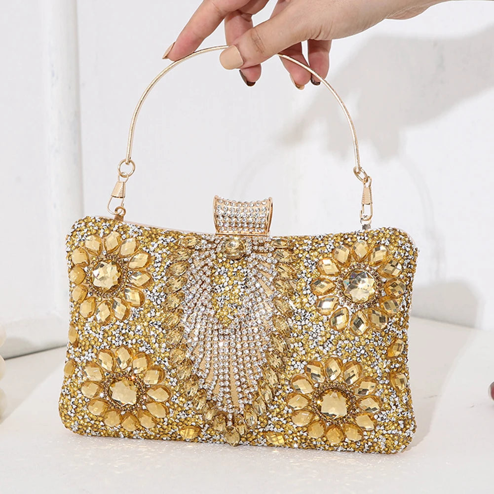 Women Diamonds Evening Bags Rhinestones Small Luxury Clutch Glitter Evening Bags for Parties Wedding Clubs - EUFASHIONBAGS