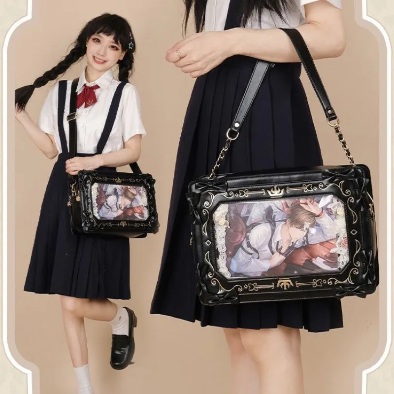 Lolita Women Ita Bags Fashion New Japanese Style JK Uniform Subculture Bolso Mujer Kawaii Bow Crossbody Shoulder Bags - EUFASHIONBAGS