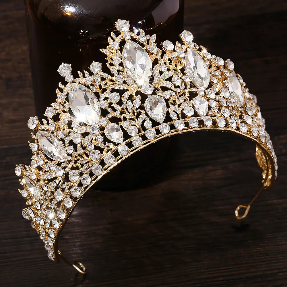 Baroque Luxury Queen Large Crystal AB Tiaras Crowns Bridal Women Girls Wedding Diadem Headband Princess Party Hair Dress Jewelry