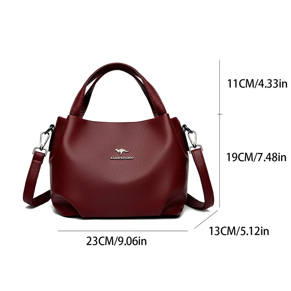 Women Soft Leather Top-Handle Bags Luxury Designer Handbag Solid Color Ladies Shoulder Crossbody Bag