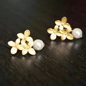 Luxuriant Flowers Earrings for Women Aesthetic Imitation Pearl Dangle Earrings New Bridal Wedding Party Trendy Jewelry