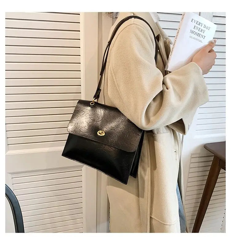 Vintage Coffee Shoulder Bag Women Preppy Style Leather Casual Crossbody Bags Female Retro Jk Briefcase Tote Bag Aethetic - EUFASHIONBAGS