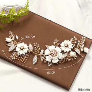 Luxury Leaf Flower Bridal Hair Combs Tiara Headband For Women Bride Party Bridal Wedding Hair Accessories Jewelry Comb Headband