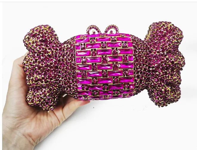 Candy Stones Women Crystal Clutch Bag Lady Evening Bags Party Cocktail Rhinestones Handbags Wedding Purse