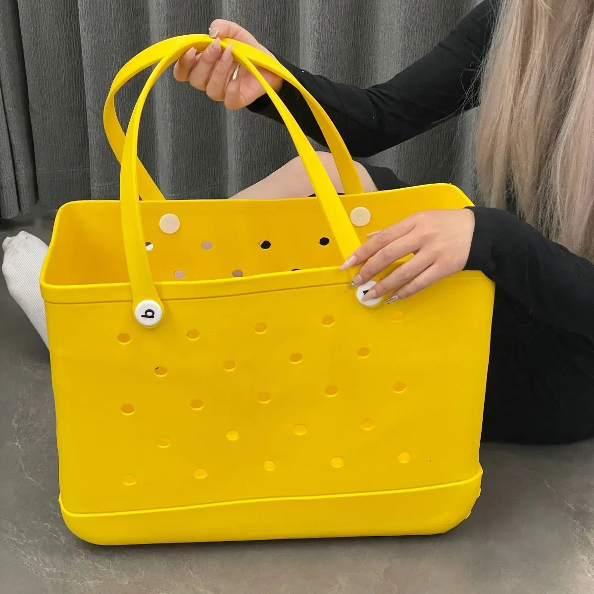 Croc Beach Tote Bag Rubber EVA Waterproof Basket Extra Large Women Shopping Shoulder Handbag Beach Jelly Sac Tote Bag Purse - EUFASHIONBAGS