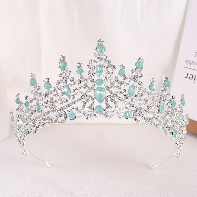 Baroque Princess Queen Opal Crystal Bridal Tiaras Crowns Luxury Elegant Headwear Diadem Wedding Hair Dress Jewelry Accessories - EUFASHIONBAGS