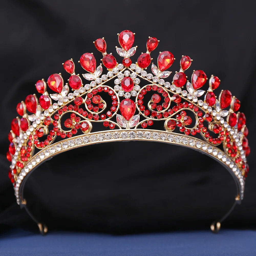 Royal Queen AB Color Crystal Wedding Crown Diadem Banquet Tiaras for Party Pageant Bridal Crown Hair Jewelry Wedding Accessories