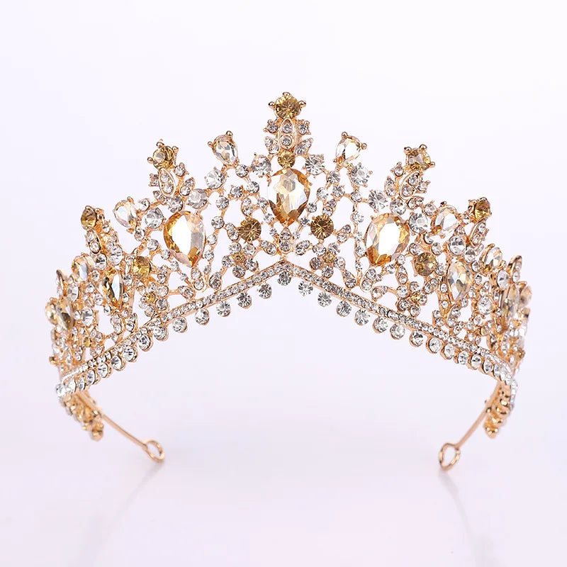 Baroque Luxury Silver Color Green Crystal Bridal Crowns Tiara Rhinestone Diadem Tiaras for Bride Headbands Wedding Accessories - EUFASHIONBAGS