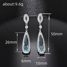 Load image into Gallery viewer, Aesthetic Light Blue Dangle Earrings for Women Fashion Contracted Design Temperament Lady Earrings Wedding Party Jewelry