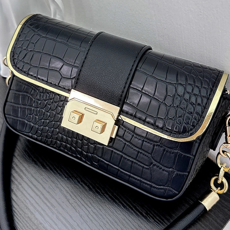 Women's Shoulder Bags Crocodile Texture Designer Luxury Bag Fashion New Female Crossbody Chain Bag PU Leather Women Handheld