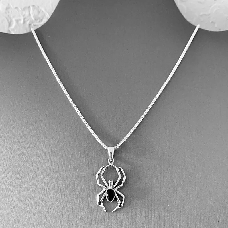 Cute Spider Animal Pendant Necklace for Girls Silver Color Chain Necklace Y2K Style Women Neck Accessories Trendy Jewelry