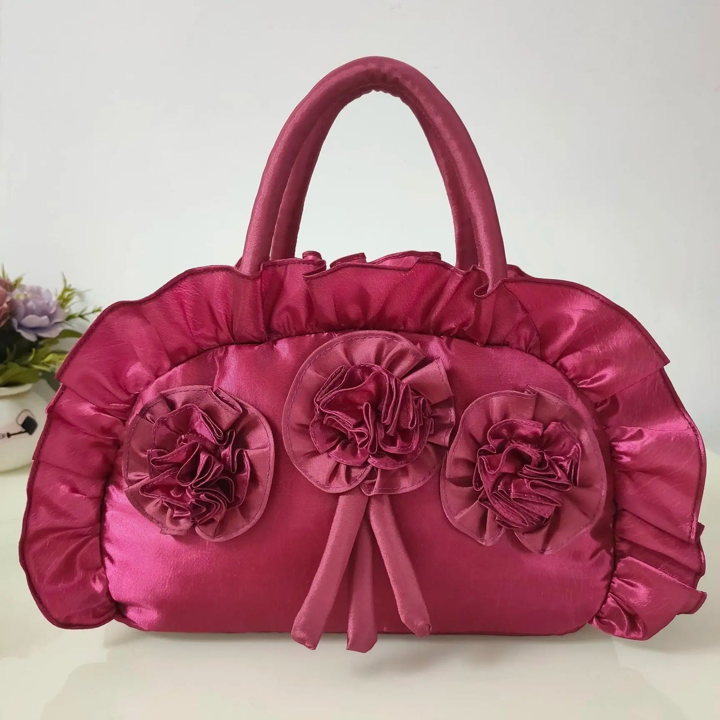 Gothic Purple Y2k Hand Bag Women New Dark Lolita Soft Chic Handle Purse Female Vintage Flower Cute Mini Bag Bolso Mujer - EUFASHIONBAGS