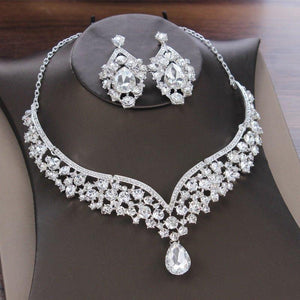 Baroque Crystal Water Drop Bridal Jewelry Set Rhinestone Tiaras Crown Necklace Earrings Sets bj18 - www.eufashionbags.com