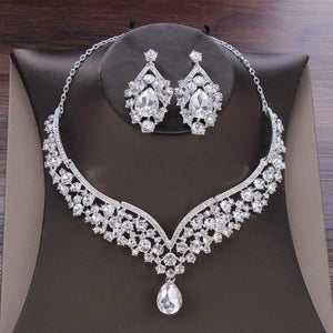 Baroque Crystal Water Drop Bridal Jewelry Set Rhinestone Tiaras Crown Necklace Earrings Sets bj18 - www.eufashionbags.com