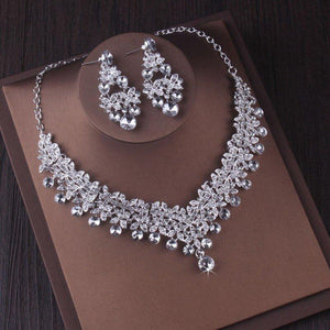 Fashion Crystal Bridal Jewelry Sets Women Tiaras Earrings Necklaces Set bj01 - www.eufashionbags.com