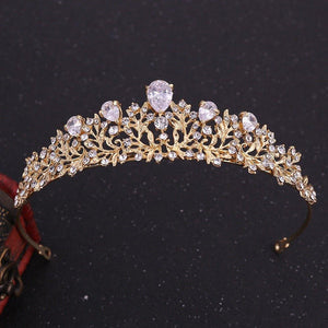 Fashion Crystal Leaf Bridal Jewelry Set Rhinestone Crown Tiaras Necklace Earrings Sets bj17 - www.eufashionbags.com