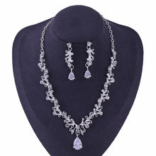 Laden Sie das Bild in den Galerie-Viewer, Fashion Crystal Leaf Bridal Jewelry Set Rhinestone Crown Tiaras Necklace Earrings Sets bj17 - www.eufashionbags.com